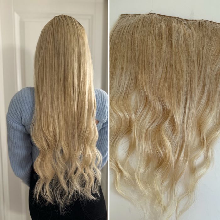 Włosy na taśmie clip in ze spinkami jasny blond