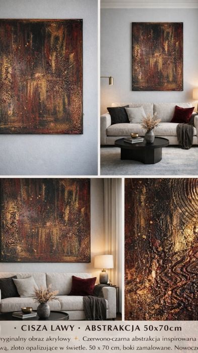 Unikatowy obraz abstrakcyjny "Cisza Lawy"