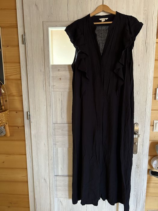 Dluga czarna sukienka maxi wiskoza h&m