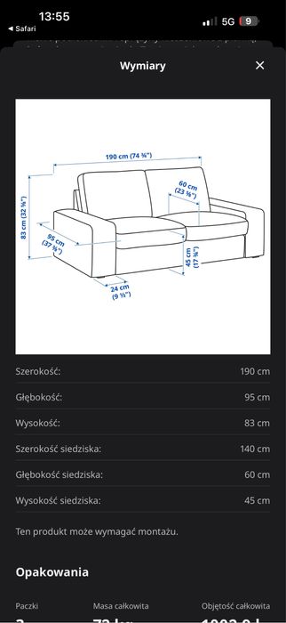 Ikea Kivik sofa beżowa 2-osobowa