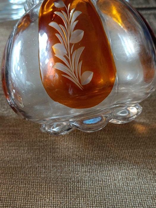 Stara Karafka i kieliszki Fischer Glas Fichtelberg ,Vintage