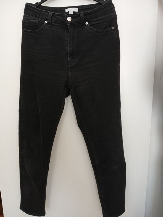 Czarne Spodnie jeans z wysokim stanem HM