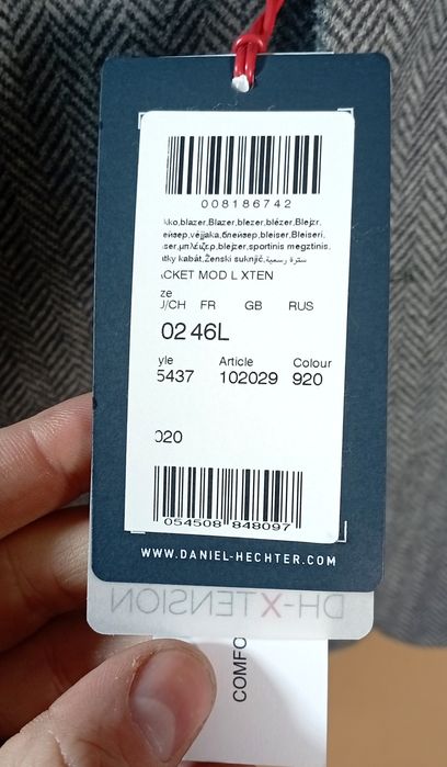 DANIEL HECHTER DH-XTENSION Męska Marynarka Szara Wzór Herringbone 60%