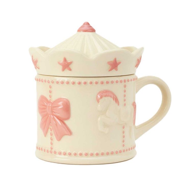 Świąteczna kolekcja Pepco dwa kubki z pokrywką karuzela konik kokardka