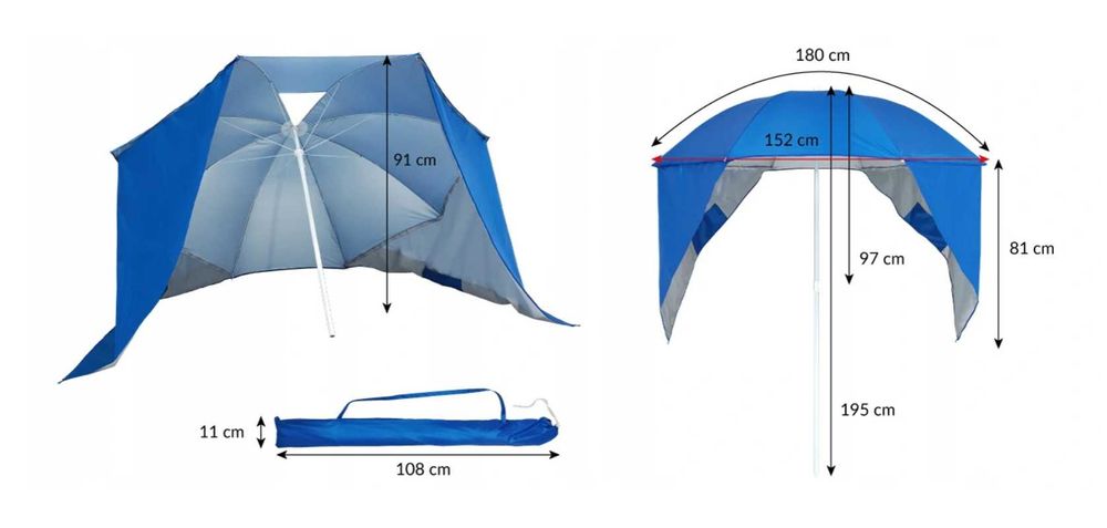 PARASOL NAMIOT plażowy ogrodowy SKŁADANY parawan