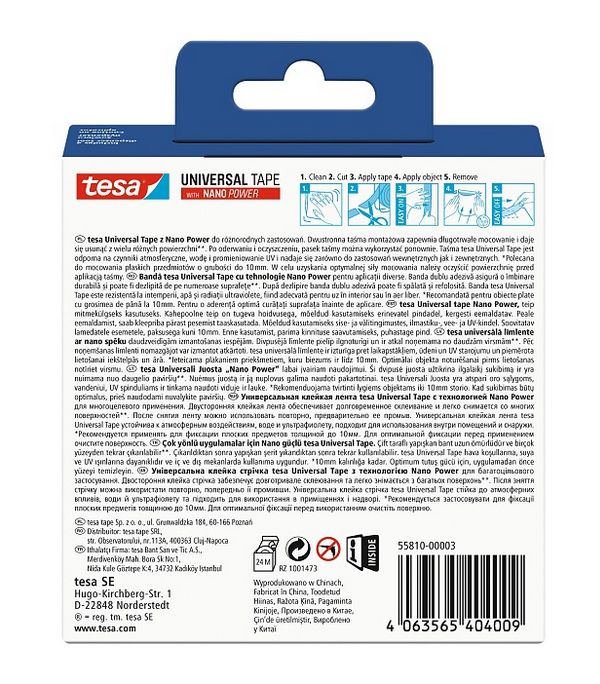 TESA Taśma montażowa dwustronna z NANO POWER 30mm/3m 5kg udźwigu