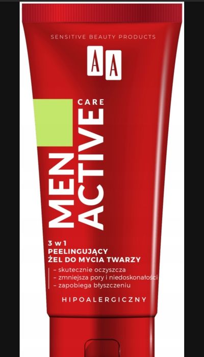 Peelingujący żel do mycia twarzy AA MEN Active Care 3w1  150 ml
