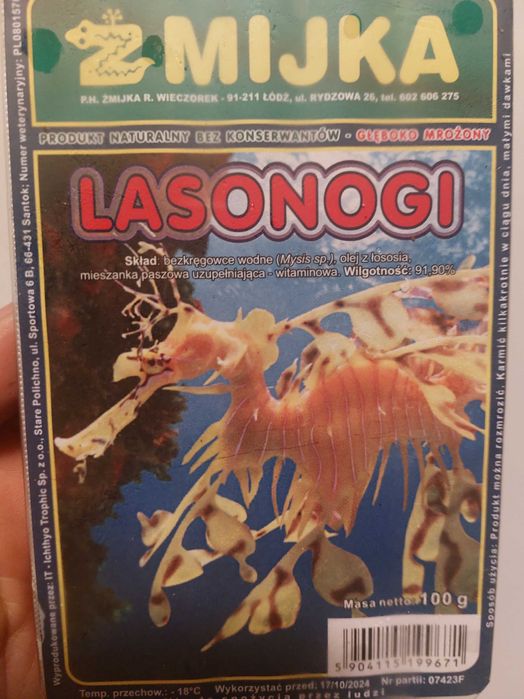 Lasonogi, mrożony pokarm dla ryb.