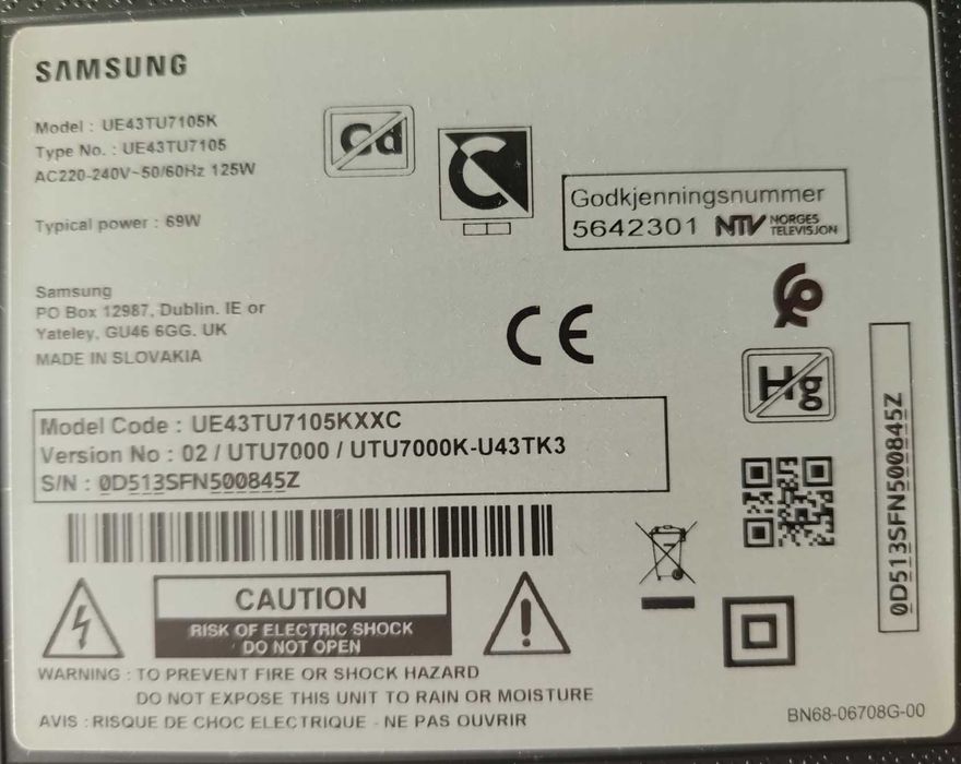 TV Samsung UE43TU7105K
