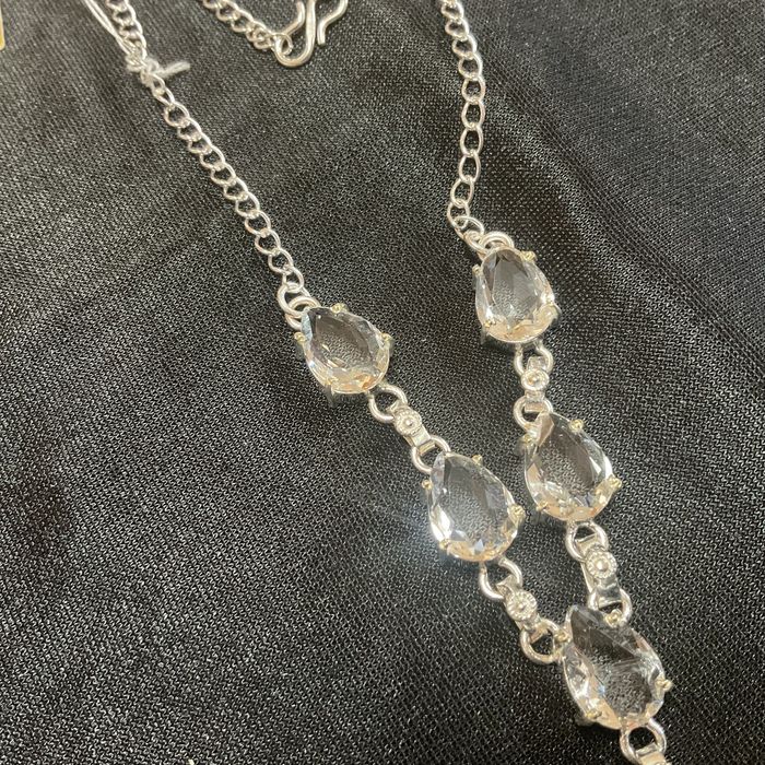 Colar prata 925 pedra transparente 50 cm