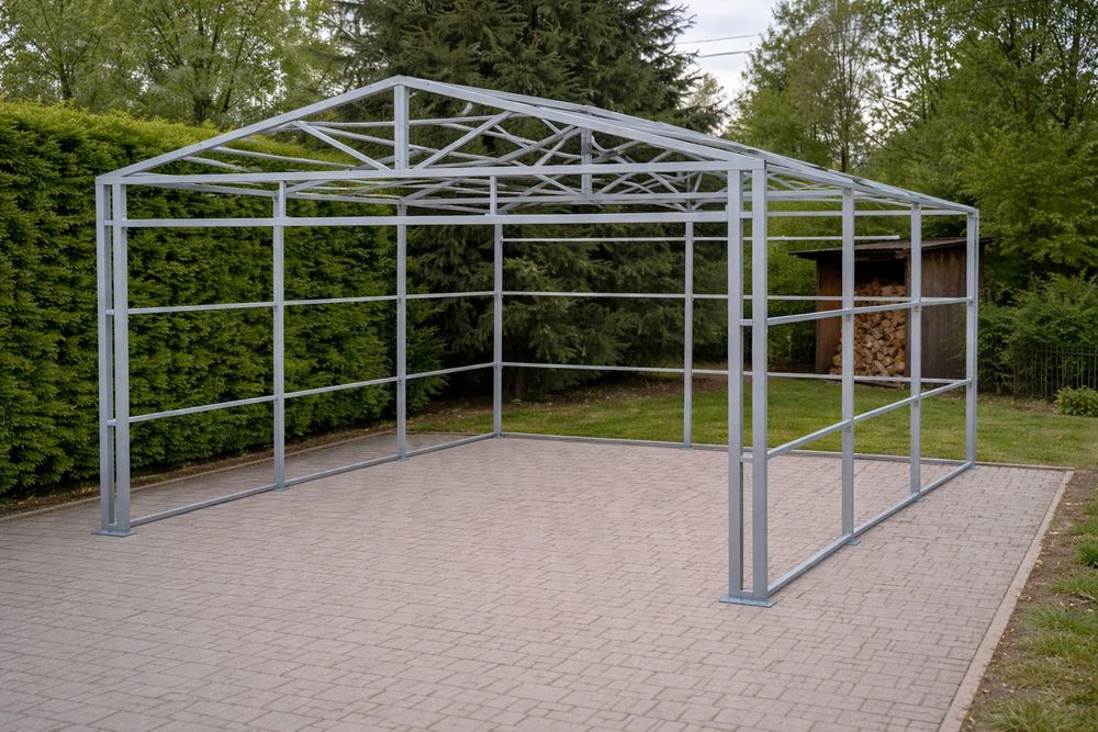 Garaż wolnostojący – konstrukcja stalowa 5 x 6 m