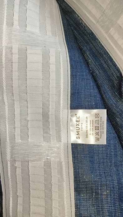 Zasłony niebieskie ze srebrną nitką