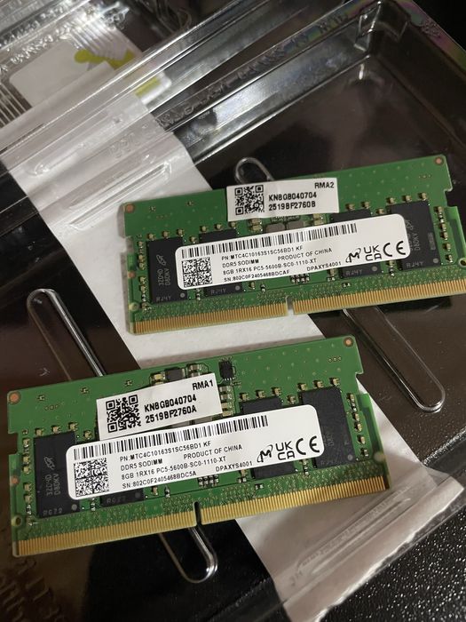 Оперативна памʼять RAM DDR5 8 Gb x2 5600 MHz SODIMM для ноутбука