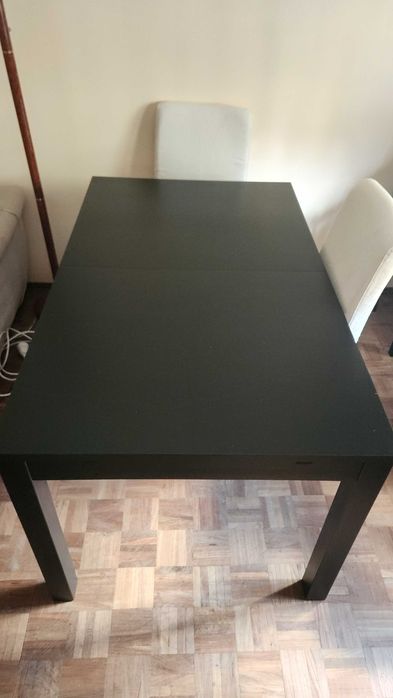 Bjursta Rectangular Living Room Table 21198, Black Color with Two Chairs64750785497346120