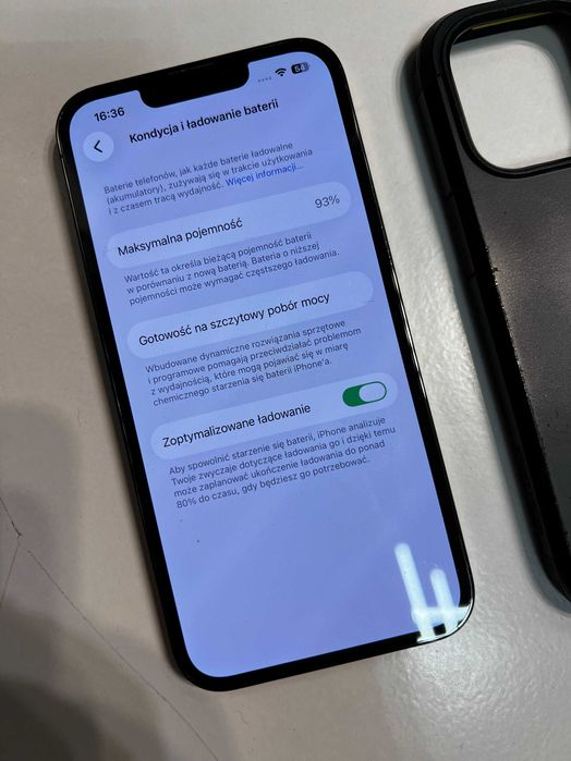 Telefon iPhone 13 Pro 128GB Czarny - 93% Baterii Etui,Kabel Oryginał!