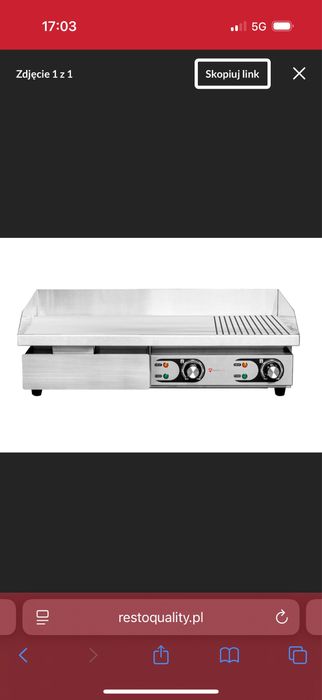 Płyta grillowa elektryczna RQ 2/3 gładka 1/3 ryflowana 2x2.2KW