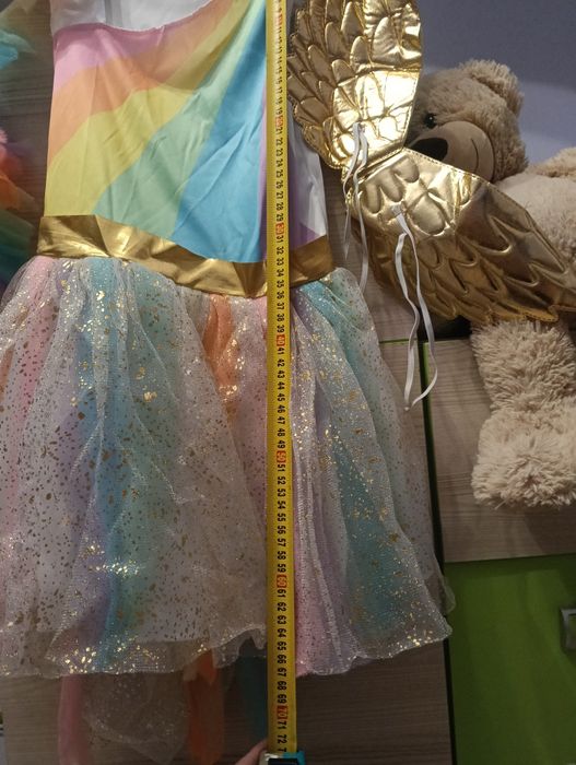 STRÓJ KOSTIUM przebranie  sukienka tęczowy jednorożec 122/128