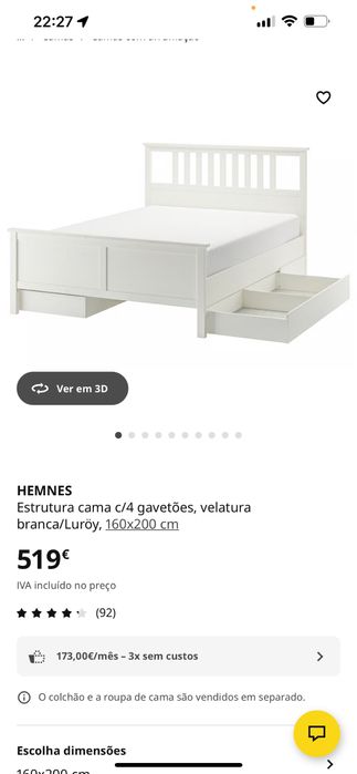 Cama com arrumação