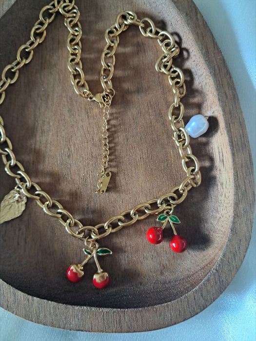 Naszyjnik wiśnie czereśnie stal chirurgiczna zawieszki