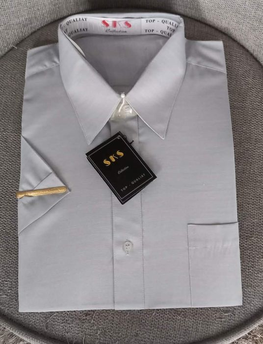 Nowa szara męska koszula krótki rękaw, SKS  Collection,r.XL