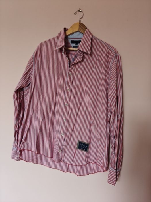 Koszula Tommy Hilfiger czerwona w paski print vintage lata 80-te 90-te
