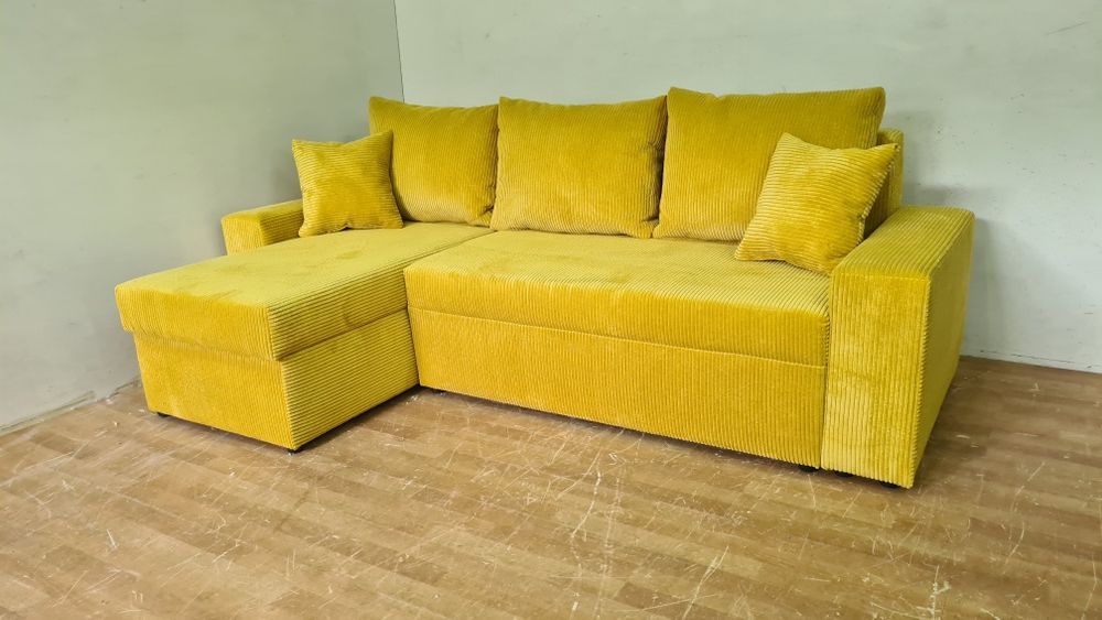 Nowy Narożnik sprężyny automat sztruks welur plusz kanapa sofa rogówka