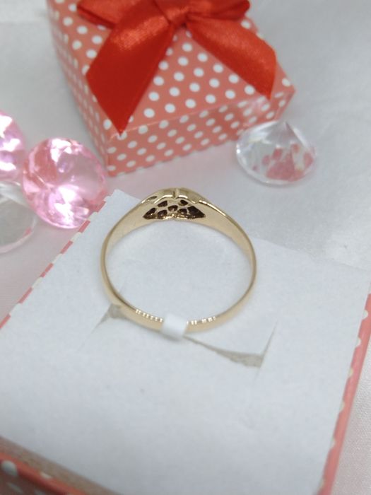 Złoty pierścionek czerwone kamienie, złoto Golden rose 583, rozmiar 16