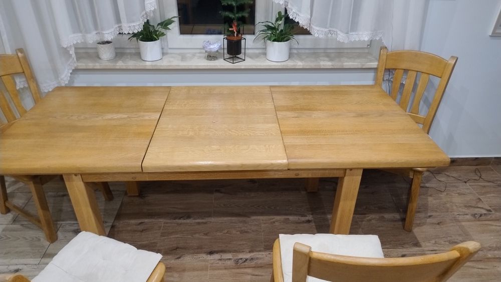 Stół dębowy + 4 krzesła bardzo mocny lite drewno