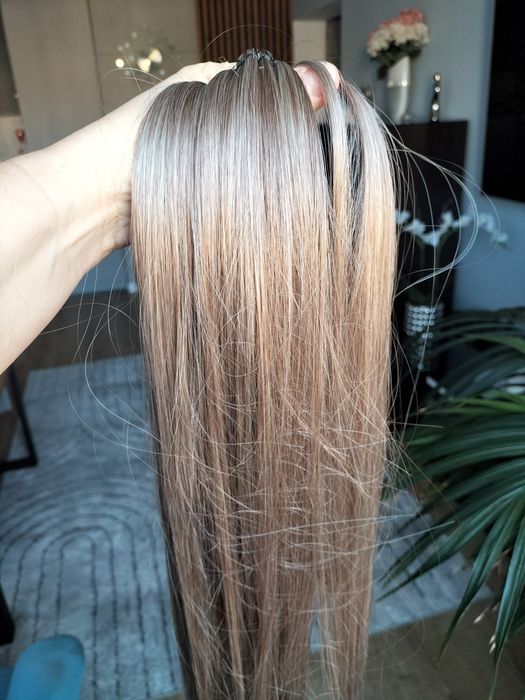 Nowe Włosy  blond z pasemkami doczepiane na gumce