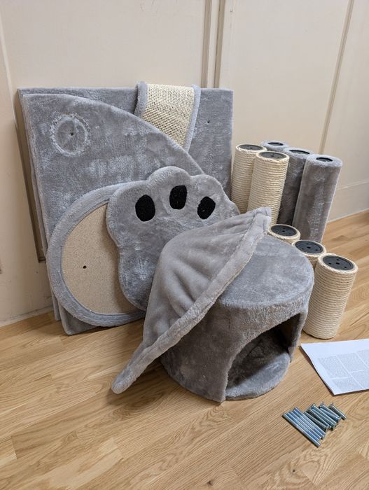 Jaskinia Niedźwiadka Drapak Dla Kota Jasnoszary 108X74X116Cm Duży