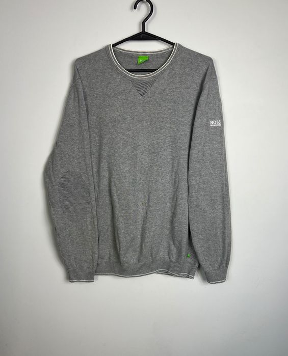 Sweter Hugo Boss logo szary męski