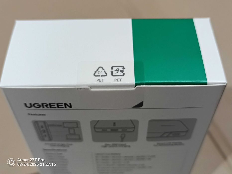 NOWY! Powerbank 20000mAh Ugreen PB720, USB + 2x USB-C, 100W PD szary