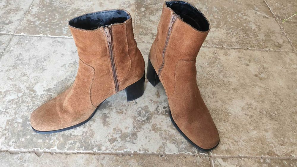 Zamszowe botki ZARA | Koniakowe / Camel 38