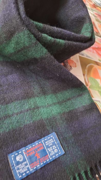 Szalik 134/31cm lambswool czysta wełna,ciepły,krata prezent