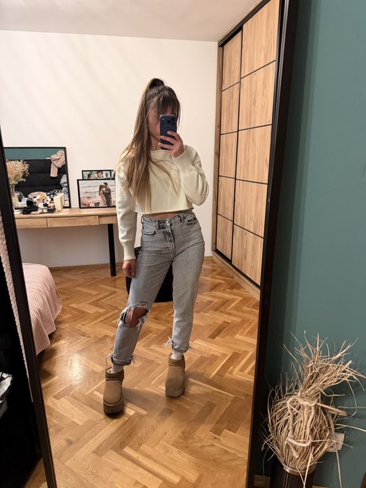 Jeansy spodnie przetarcia new look xs szare