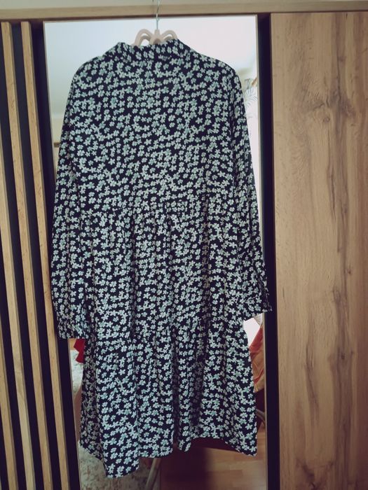 Wiosenna sukienka koszulowa kwiatowy print blue