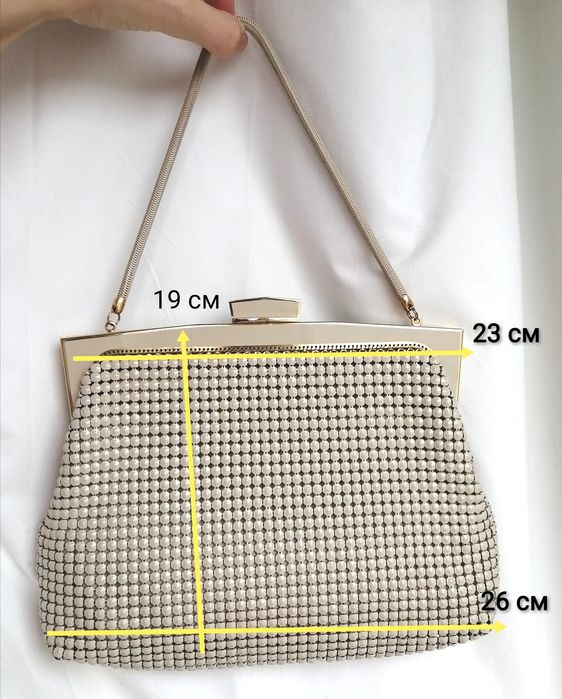 Сумочка вінтажна Glomesh 60-70 ті, ретро клатч вечірня, бежева