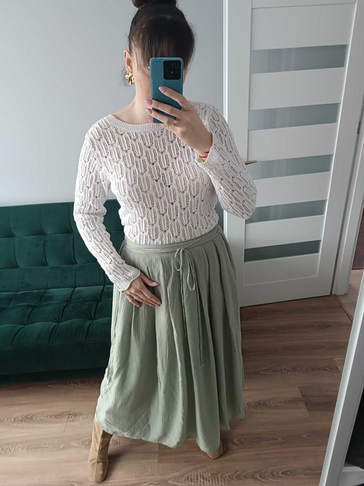 Spódnica długa maxi pistacjowa