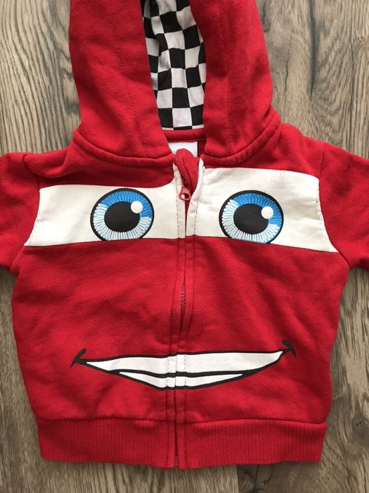 Czerwona bluza z kapturem Auta Disney baby 62 cm Zygzak McQueen