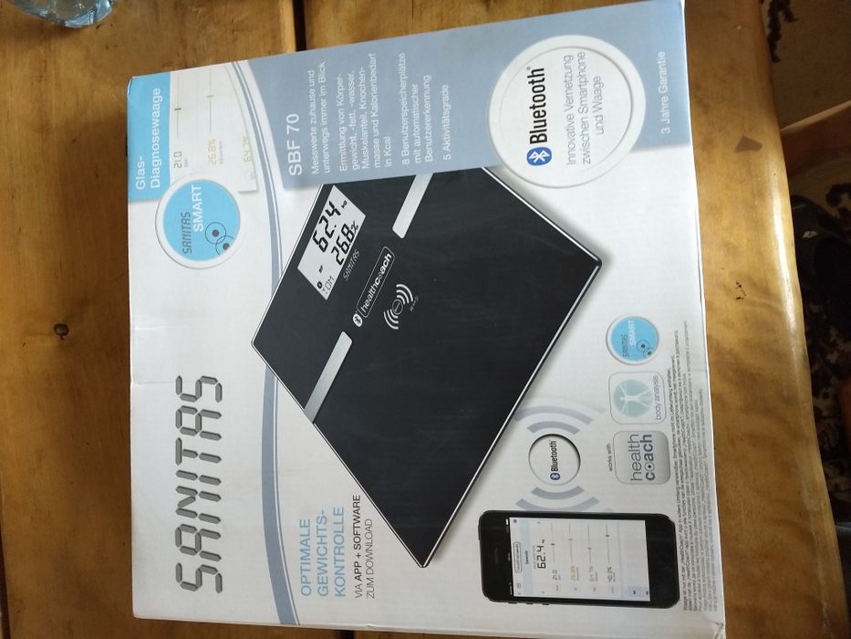 Waga Smart SBF70 Sanitas. Bluetoothhh Czarna Szklo