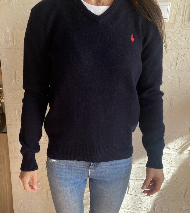 Sweter wełniany Ralph Lauren damski męski unisex granatowy