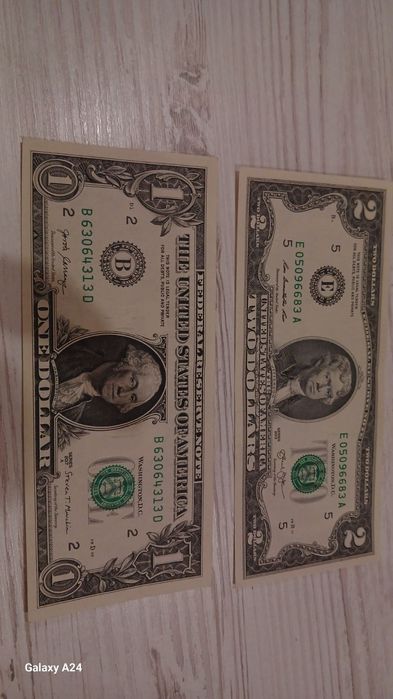 Продаж купюри 2 долара 2013; 2017  та 1  долар  2009.,2017