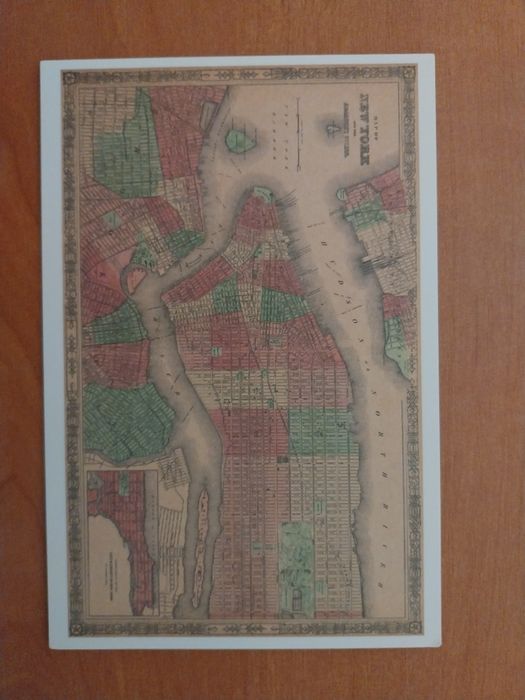 Retro widokówka " Stara mapa centrum Nowego Jorku "