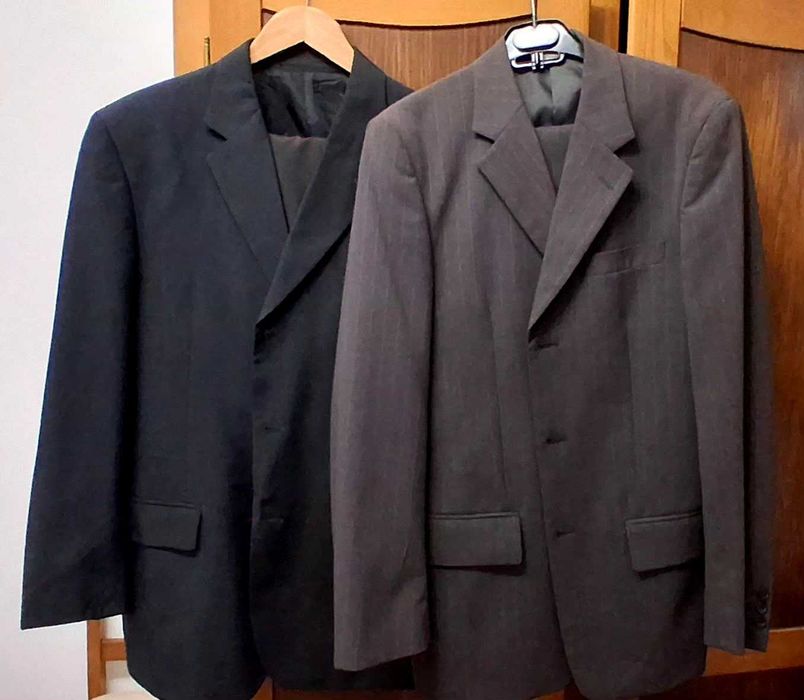 Fatos de homem completos (casaco tamanho 52 Barred's e 48 Soft Grey) (calça tamanho 46 e 42)