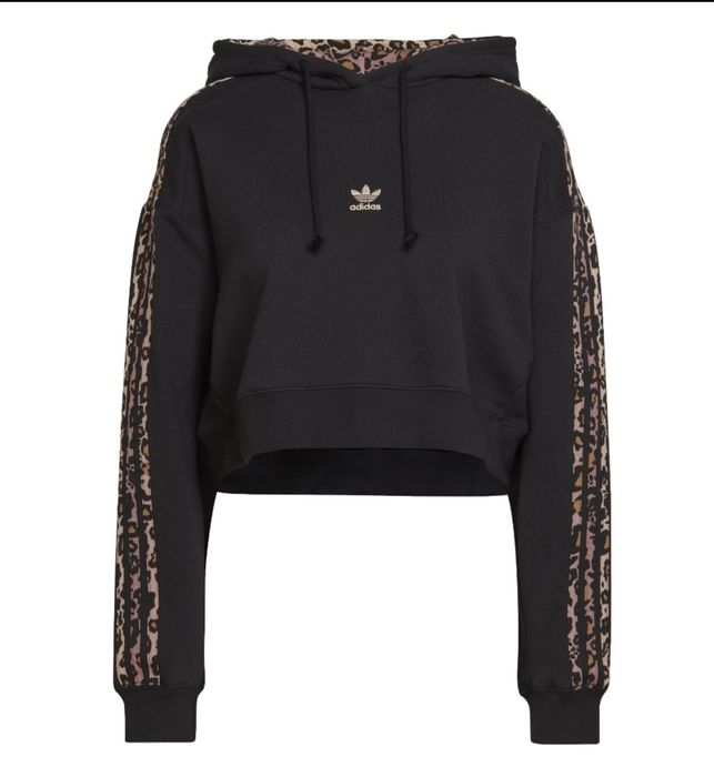 Bluza Adidas Originals Plus Cropped Hoodie With Leopard Print Stripes