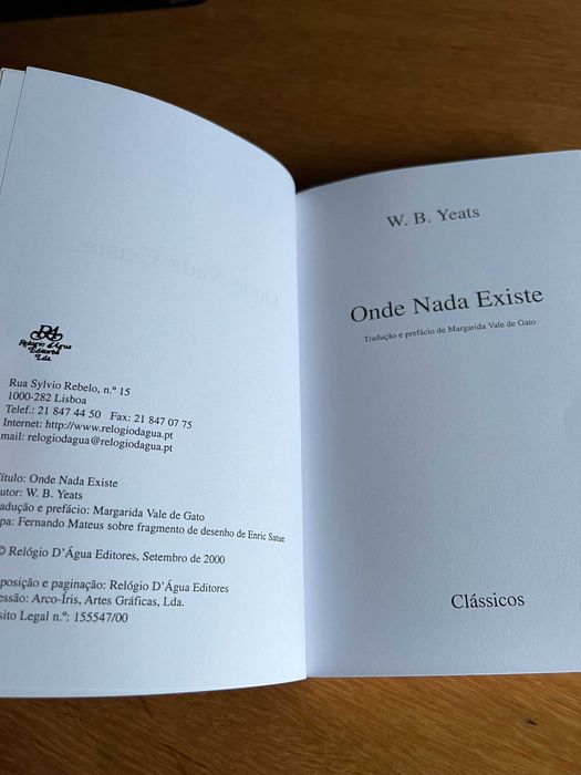ONDE NADA EXISTE    W. B. Yeats     portes incluídos