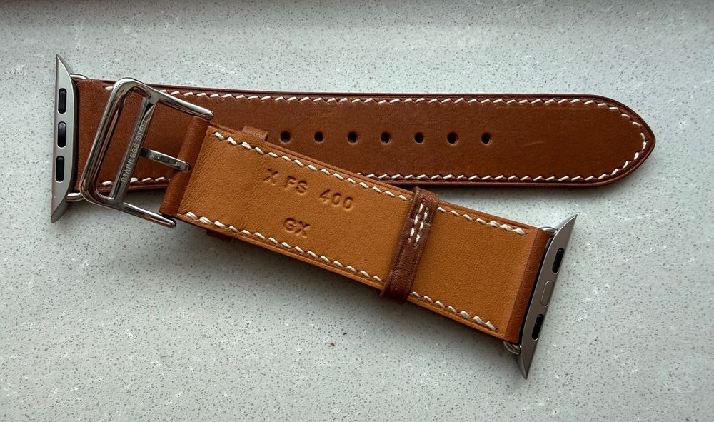 Pasek Apple Watch Hermes Single Tour 42- 49mm brązowy skóra naturalna