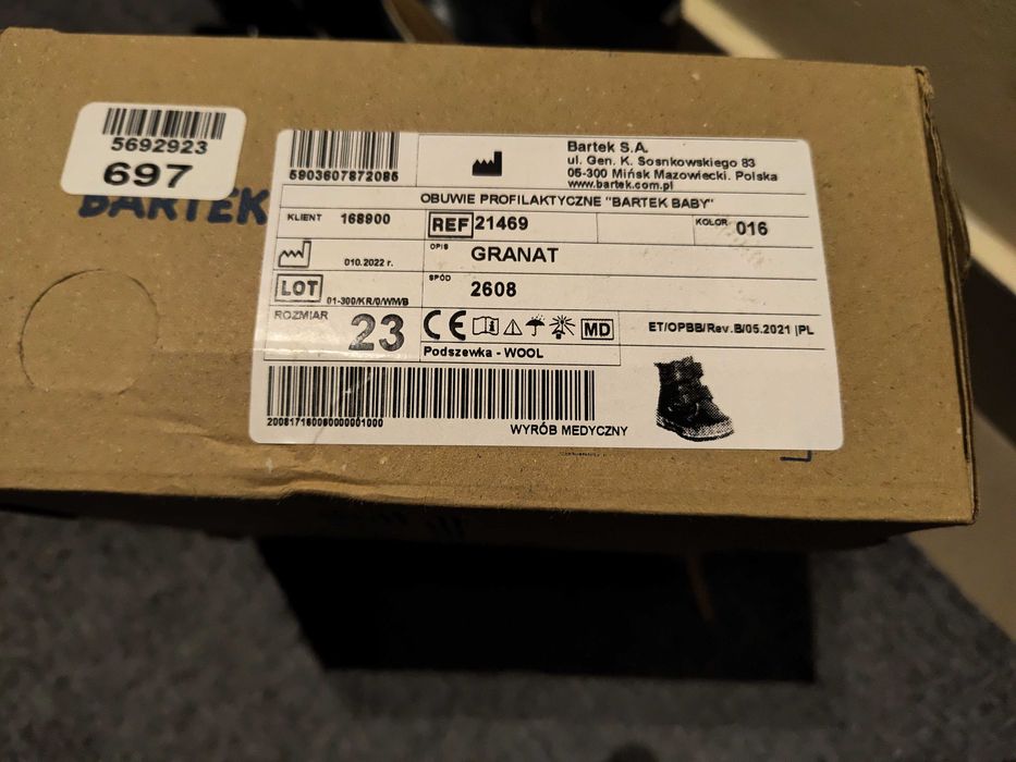 Kozaki skórzane Bartek 23 ciepłe z wełną kozaczki granatowe śniegowce