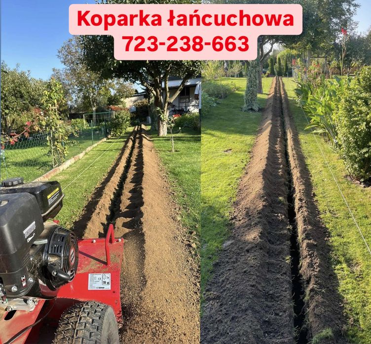 Koparka łańcuchowa wynajem & usługi, przyłącza