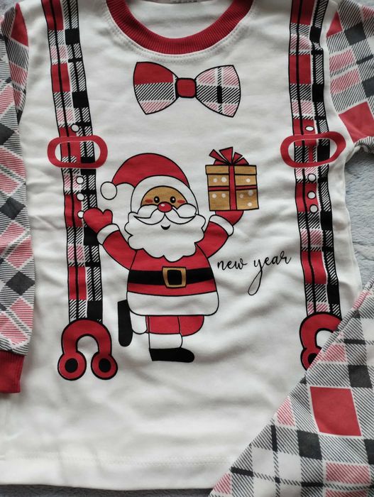 Świąteczna piżama 104 piżamka z Mikołajem nowa bawełniana